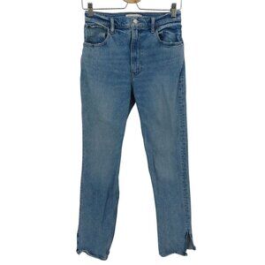 Abercrombie & Fitch 4/27 90s Straight Ultra High Rise Distressed Blue Denim Jean